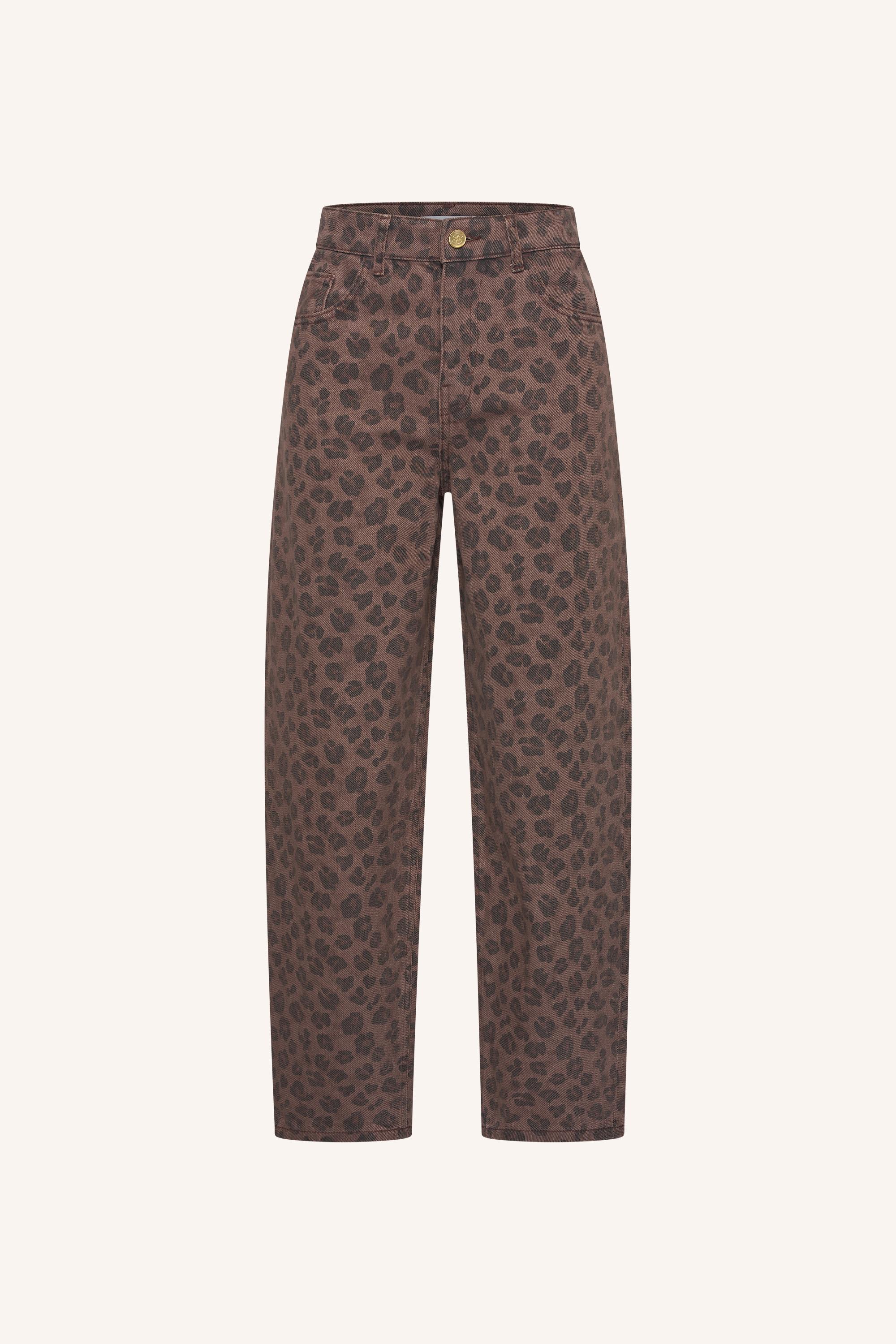 By-Bar Lew Cheetah Chocolat Pants Damen High Waist Hose braun